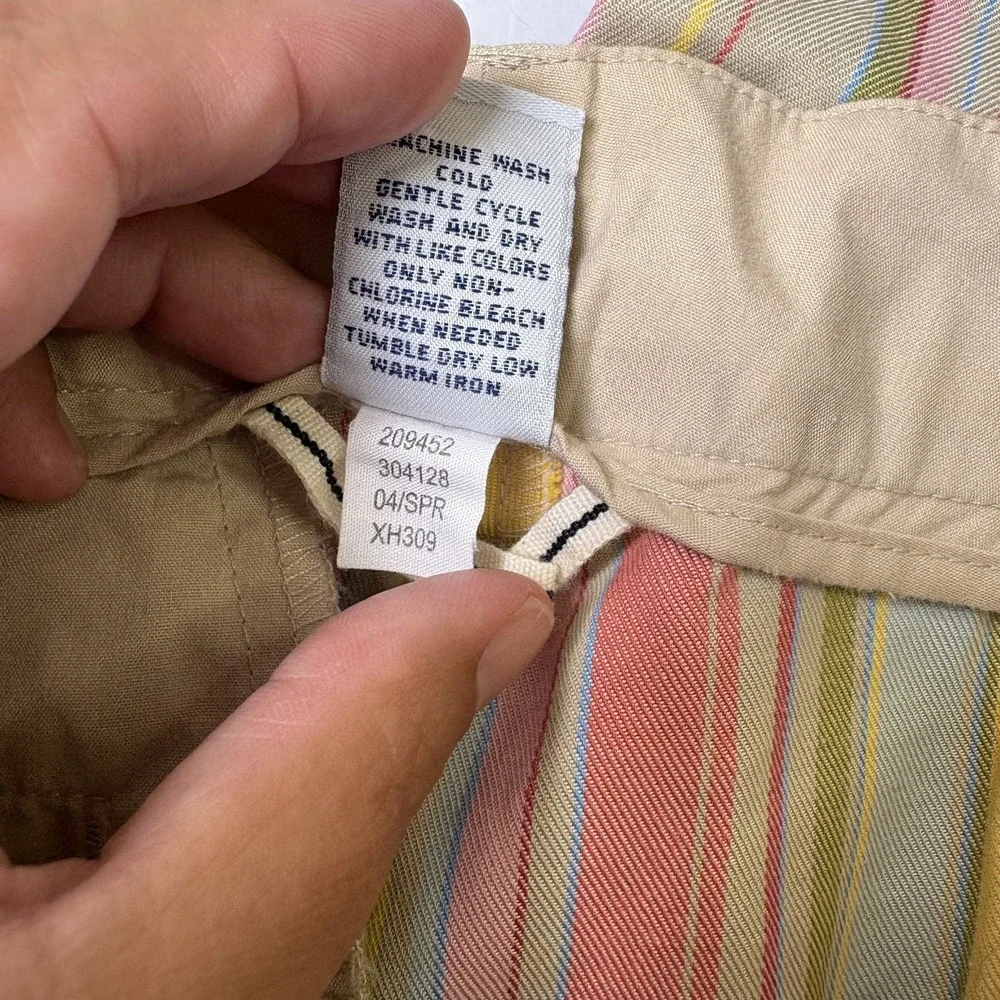 Womens GAP capri pants. Size 2. Tan w/multicolor stripes - Picture 3 of 4
